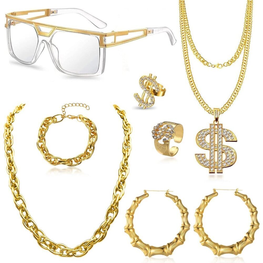 90s Accessories Outfit Set Hip Hop Costume Jewelry for Women Party Wear